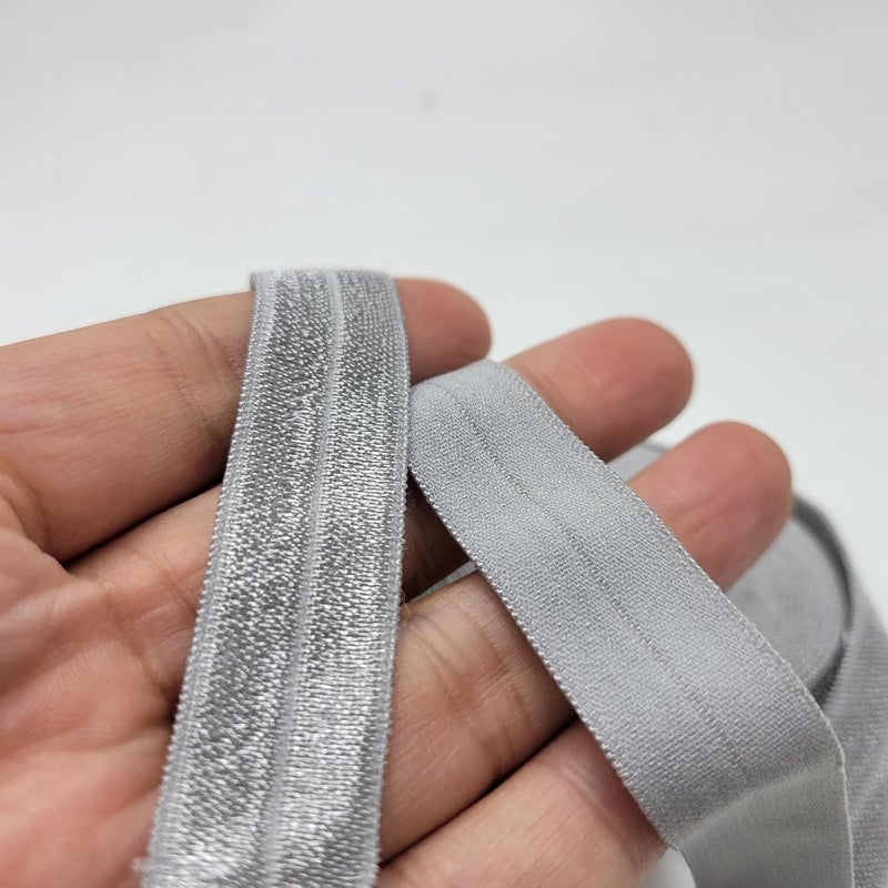 FAYADA Fold Over Elastic,5/8" Foldover FOE Trim Elastic Ribbon,Stretch FOE Band for Hair Ties Headbands Sewing Craft -5 Yards (Gray) - Image 3